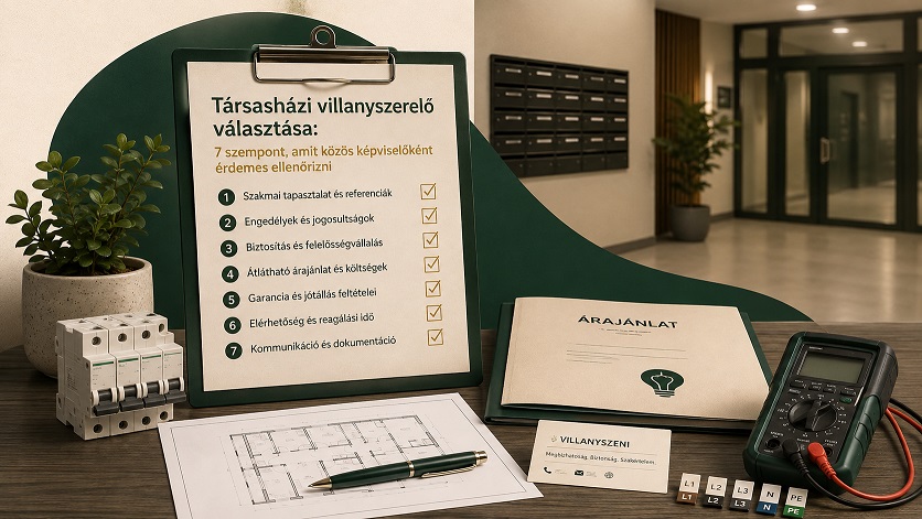 Társasházi villanyszerelő választása 7 szempont, amit közös képviselőként érdemes ellenőrizni